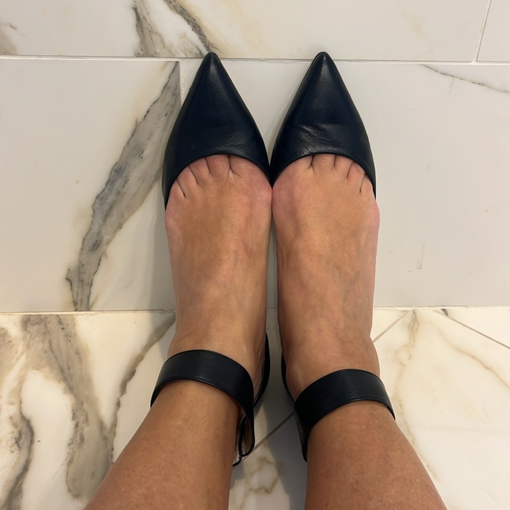 Leather D’Orsay Ankle Strap Pointy Toe Heels